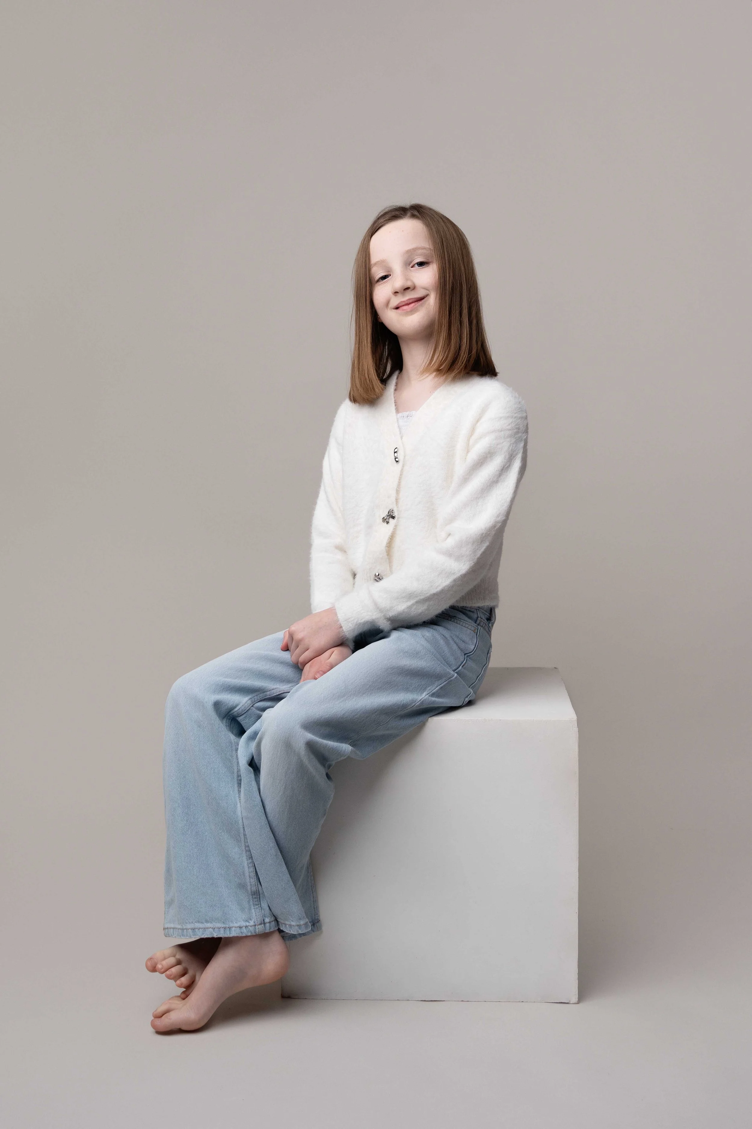 girl smiling during childrens photoshoot in wolverhampton west midlands uk
