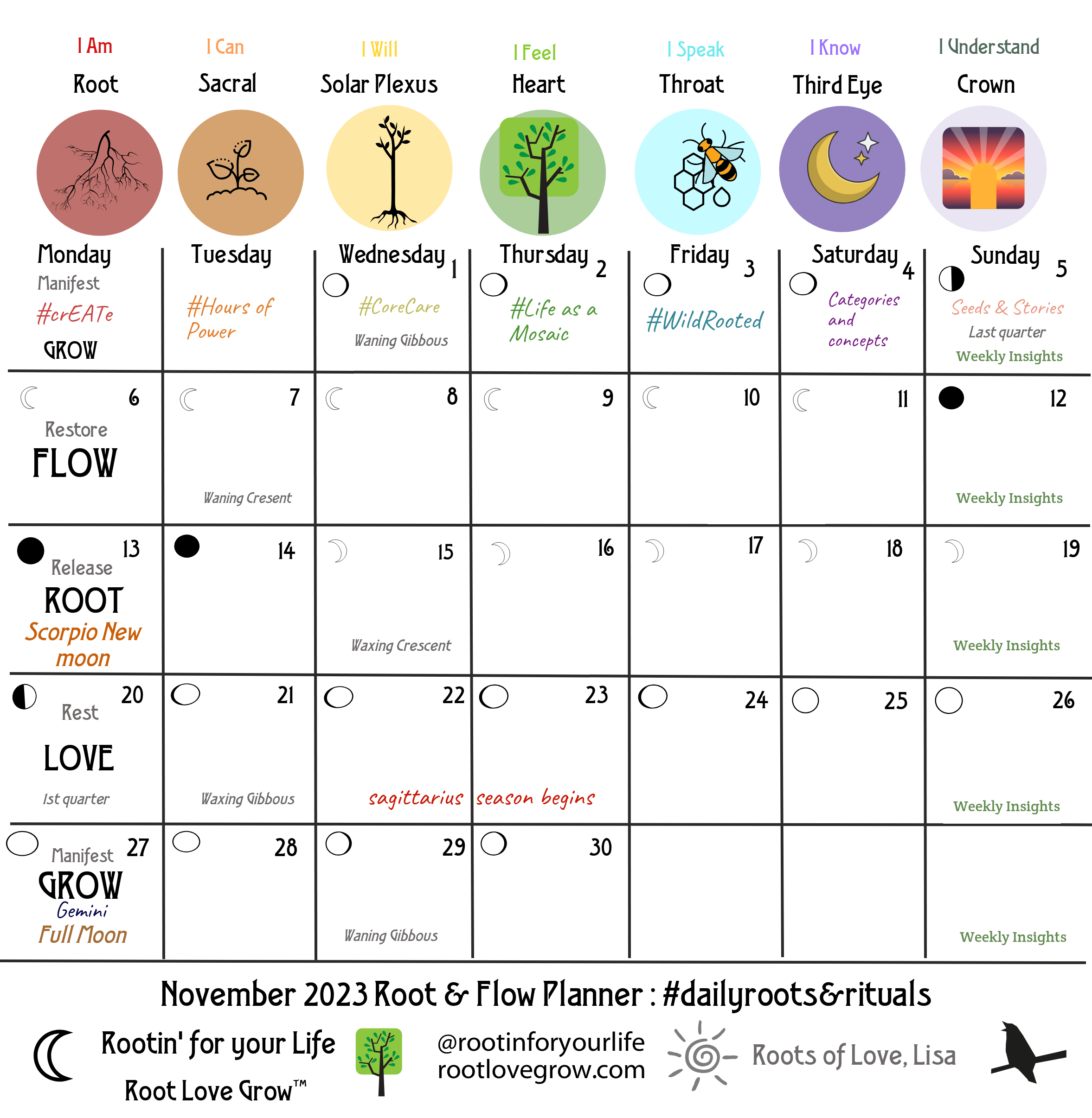 Nov 2023 Daily Roots β The Wild Rooted Flow Wellness Project