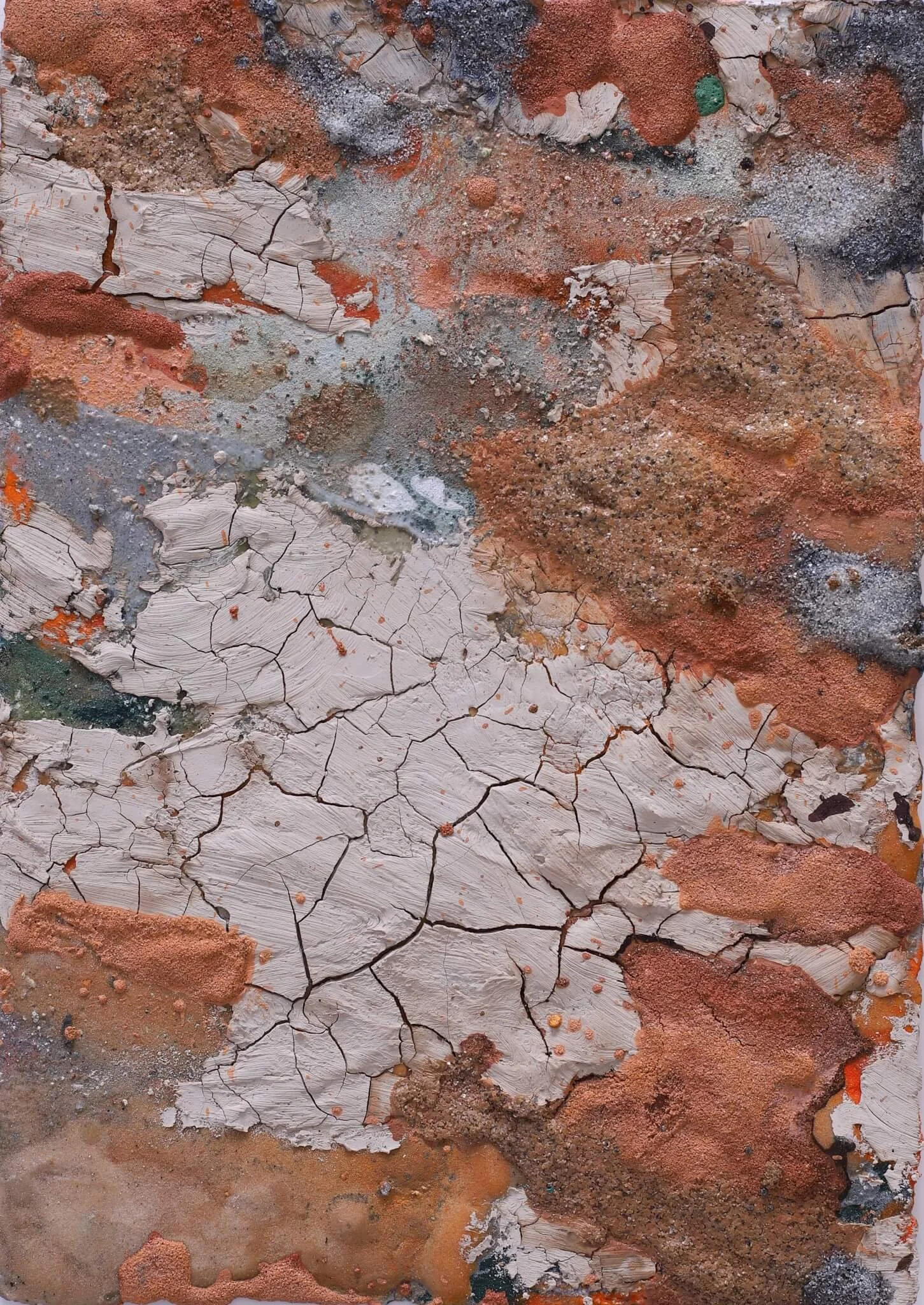 earthy textures - mixed media and clay painting on paper