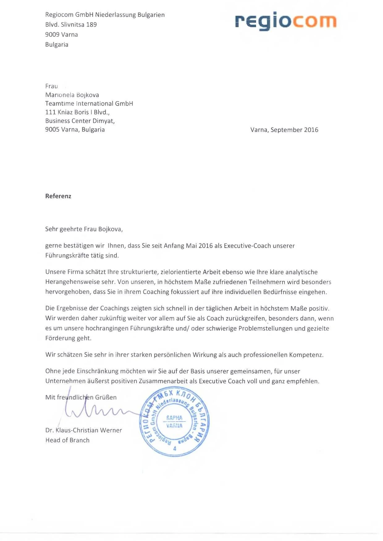 Reference Regiocom