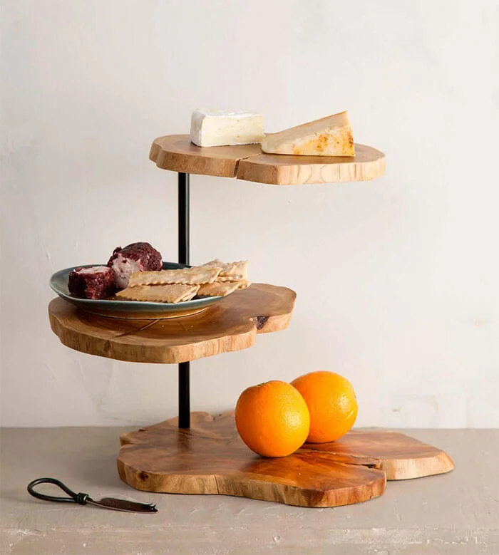 Viva Terra Wood Slice 3-Tiered Server