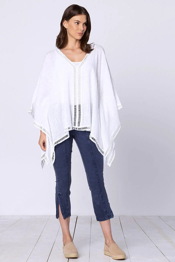 Natural White Cotton Poncho