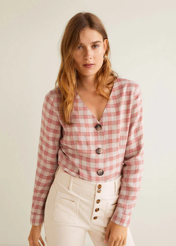 Fair Trade Linen checkered blouse