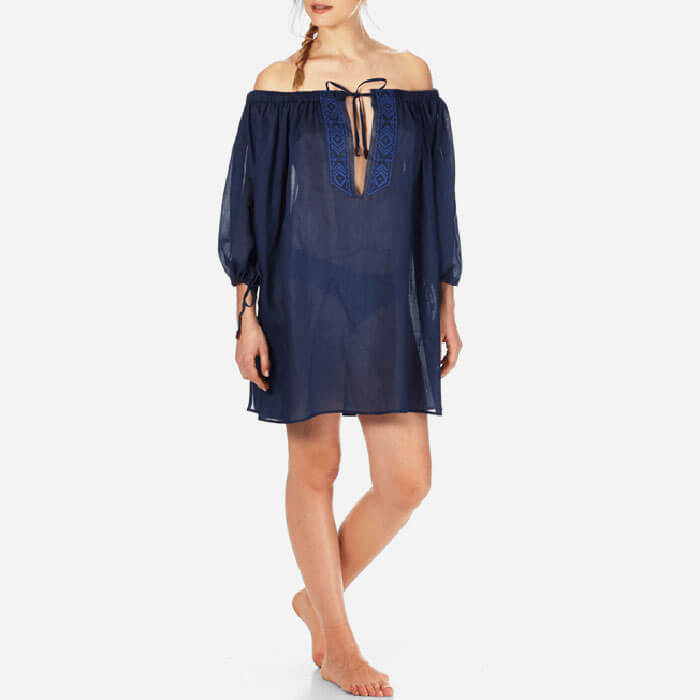 Vilebrequin Off Shoulder Linen Voile Dress Cover Up