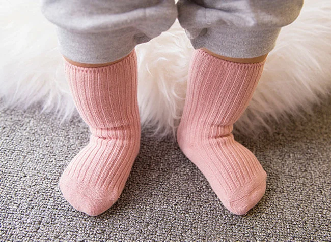 PatPat Soft Solid Organic Cotton Ribbed Socks