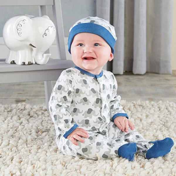 Beau-Coup Blue Little Peanut Elephant Pajama Set