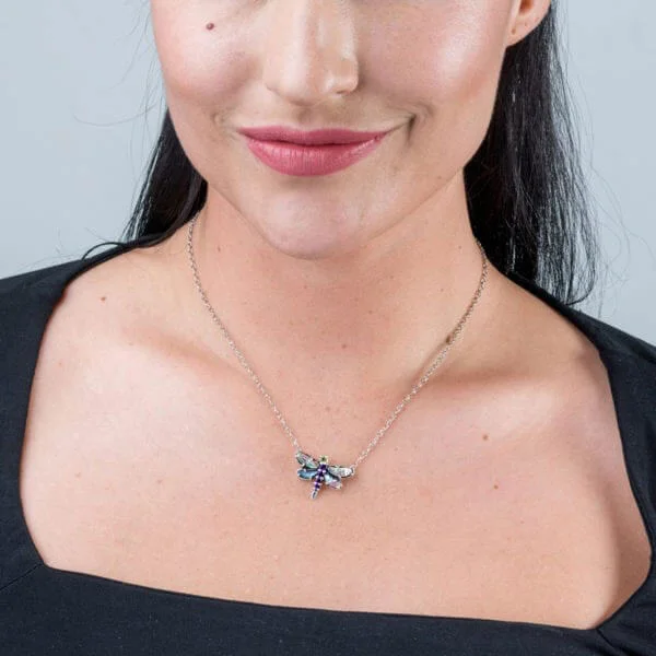 Carolyn Pollack Sterling Dragonfly Gemstone Necklace