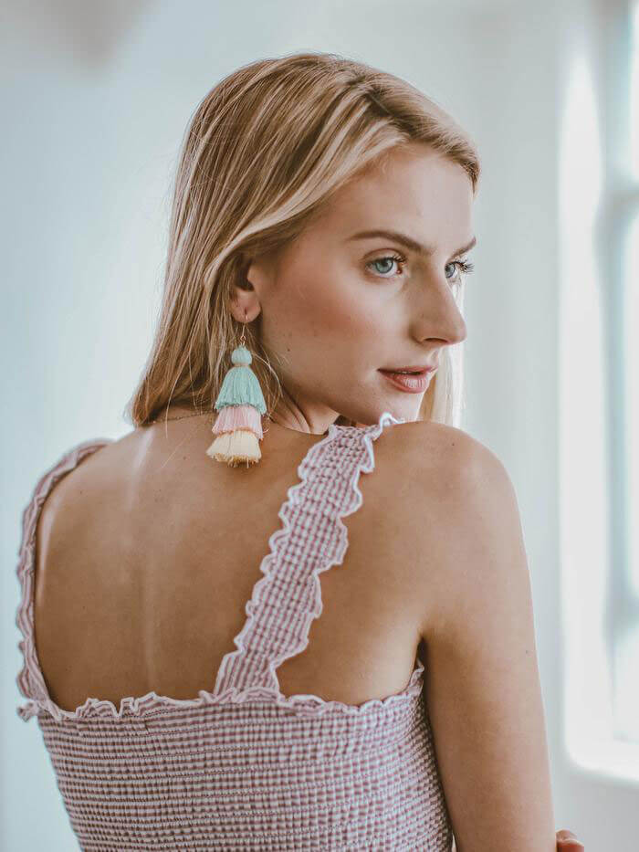 Goodnight Macaroon Sharon Drop Triple Tassel Earrings