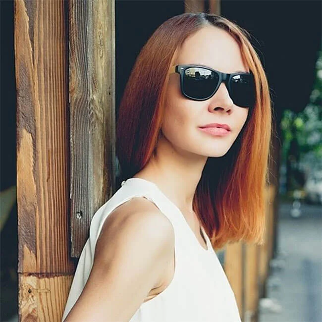 OpenSky Eco-Friendly Genuine Bamboo Temple Horned Rim Sunglasses