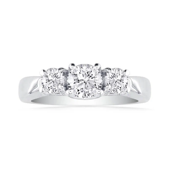 Super Jeweler 2.25CT Three Diamond Anniversary Ring in 14K White Gold