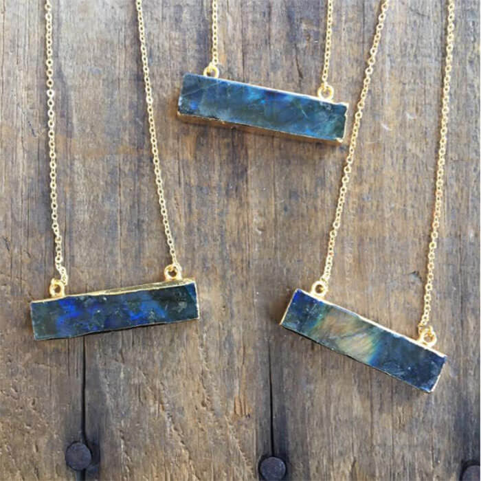 Woodzee Billy Sky Jewelry Labradorite Bar Necklace