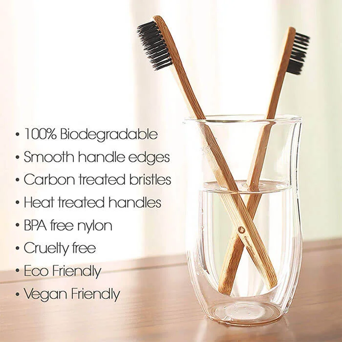 KOOLERTHINGS Natural Charcoal Bamboo Toothbrushes