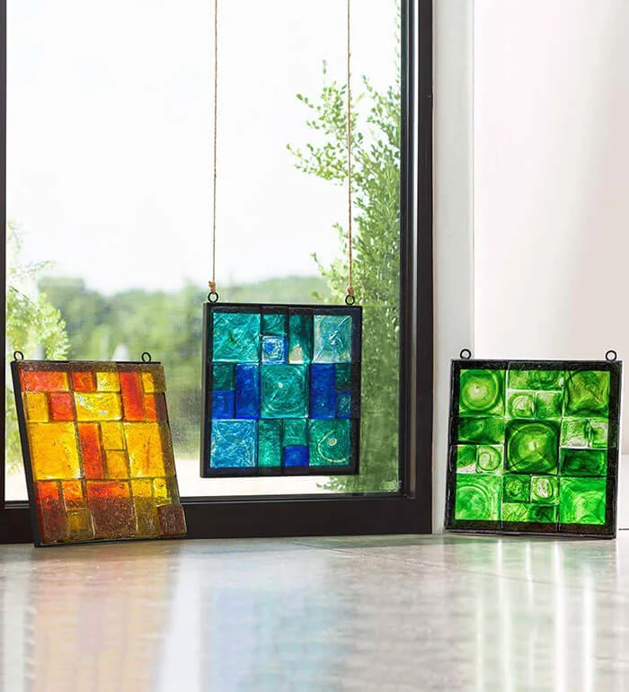 Viva Terra Framed Recycled Glass Block Art