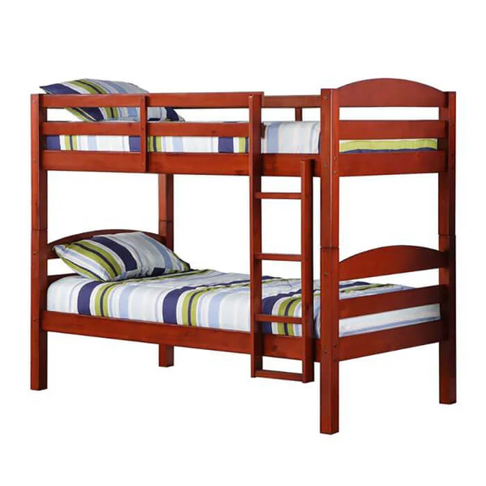 Contemporary Furniture Warehouse Twin Solid Wood Cherry Bunk Bed