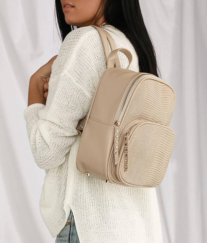 Lulus Weldon Beige Lizard Mini Backpack