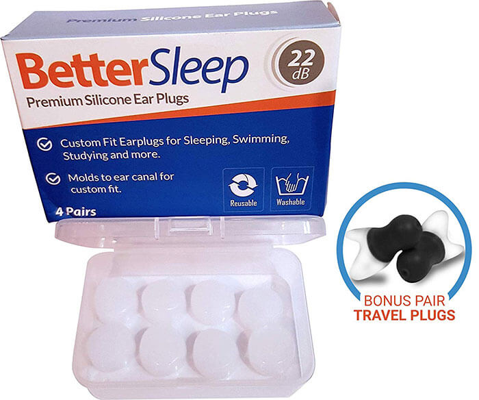 Blue//4 Pair Earplugs for Sleeping Silicone Ear Plugs Noise Cancelling Comfortable Reusable Snoring Swimming and Working Travel