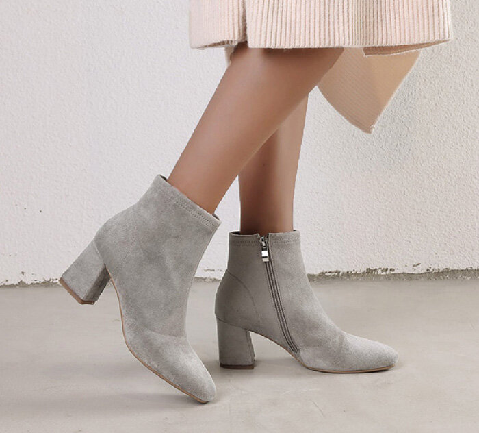 Goodnight Macaroon Faux Suede Heeled Ankle Boots