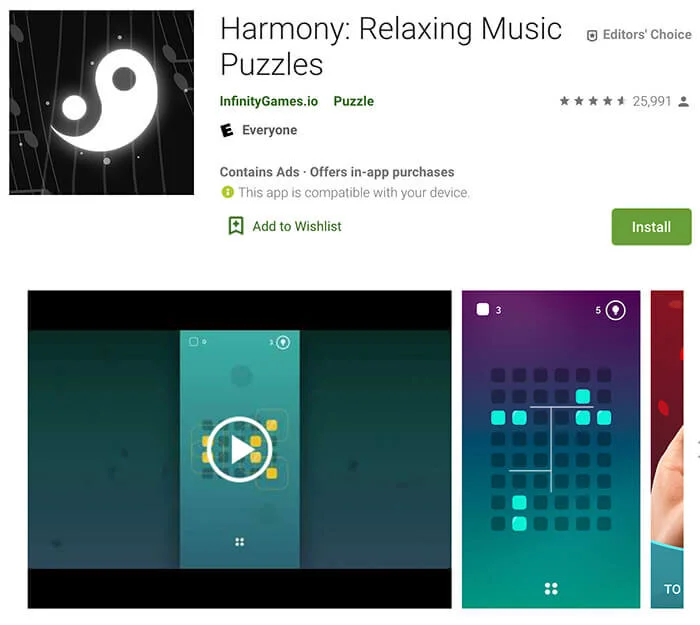 Harmony Relaxing Music and Puzzle Sleep App Game
