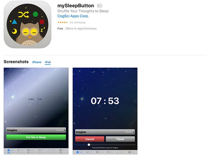 mySleepButton Sleep App Bedtime Story