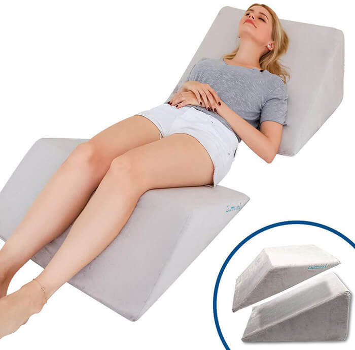 Leg Pillow for Back Pain, Eco Friendly, Medical Quality Memory Foam Bed  Wedge Leg Pillow with Bamboo Cover