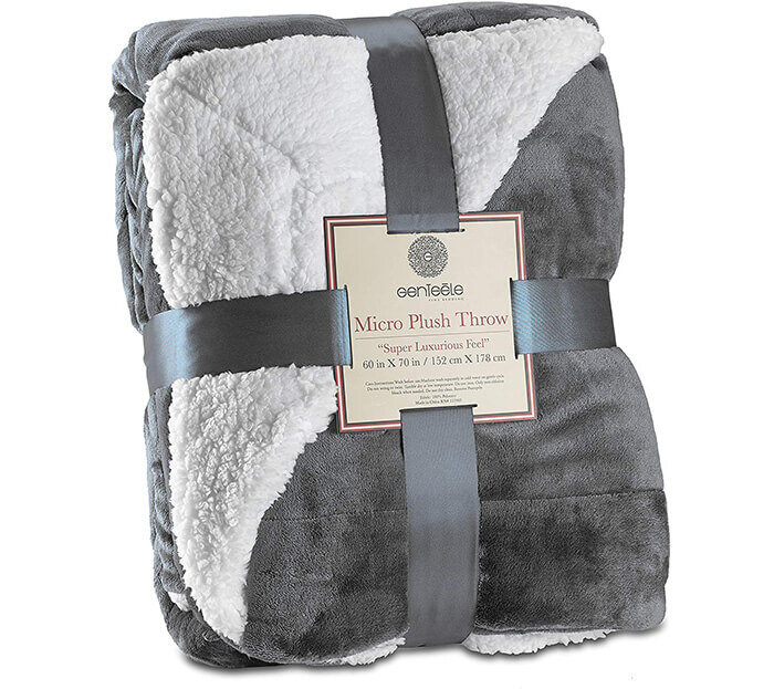BEAUTEX Sherpa Fleece Throw Blankets 50 x 60, Grey Fuzzy Cozy Grey Cuddle Blankets for Couch Bed Sofa Adults Soft Fluffy Flannel Plush Blanket and Throw