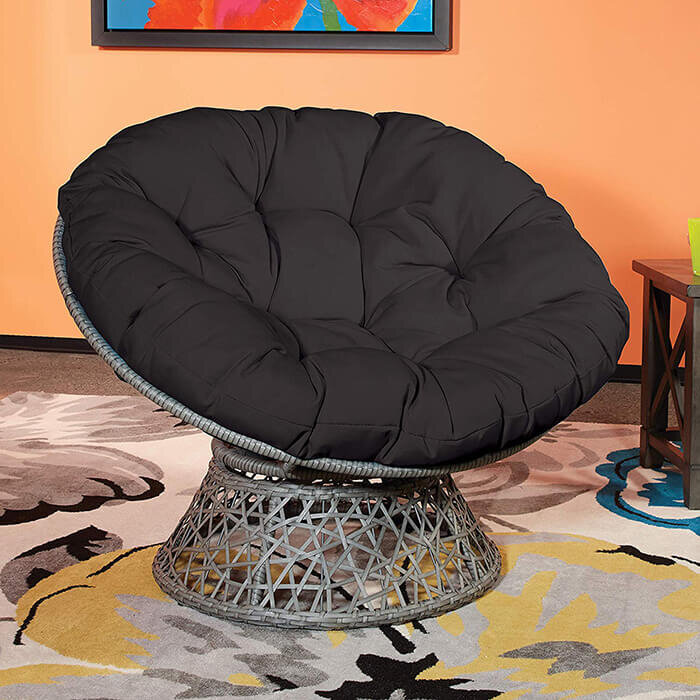 Reviews for OSP Home Furnishings Papasan Chair with Black cushion and Black  Frame
