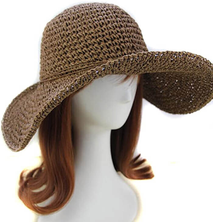 Womens Straw Cowboy Hat Shapeable Floppy Sun Hat Wide Birm Fedora Panama Hat for Beach 