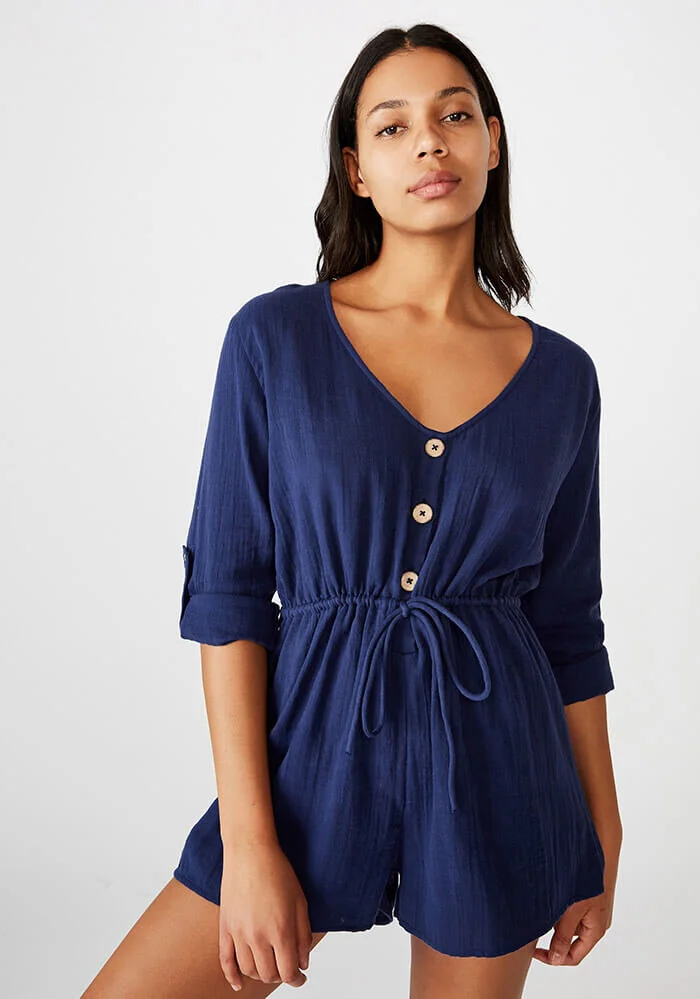 Woven Dana Long Sleeve Jumpsuit Romper