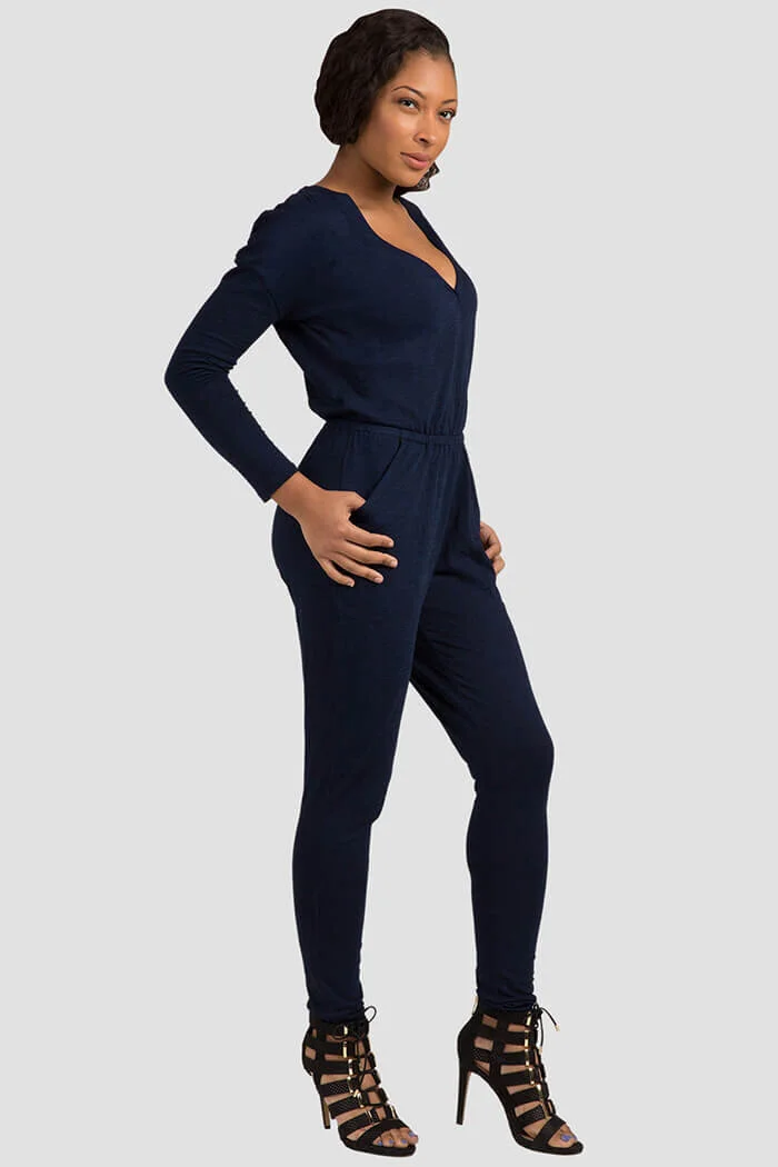 Long-Sleeved Tencel Denim Jumpsuit