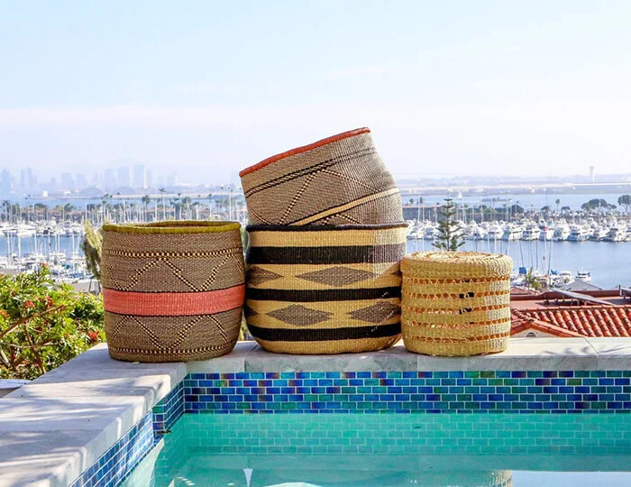 Kazi Lidded Lace Large Grass Basket