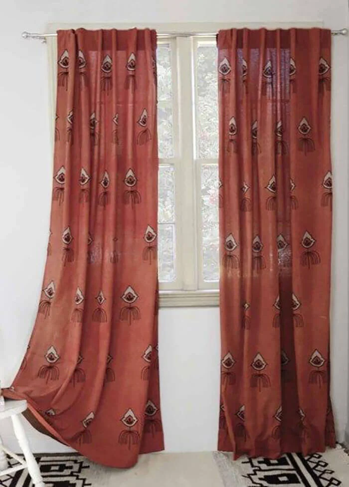 Ichcha Nazar Fair Trade Coral Rust Curtains