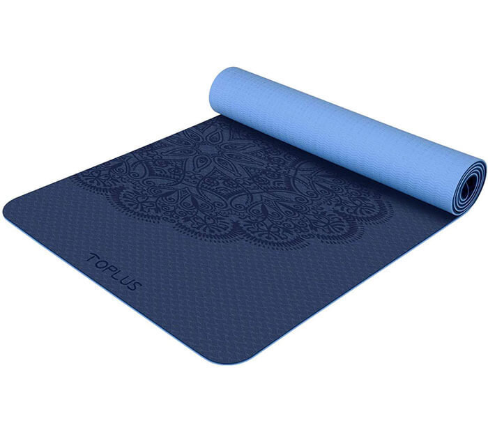 Blue Chevron Healing Yoga Mat With Carrying Bag Yoga Mat Eco Friendly Fitness Exercise Meditation