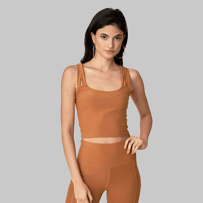 Wolven Double Cross Top Turmeric