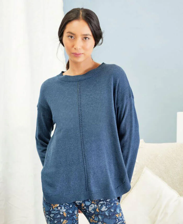 Perils Curve Hem Organic Cotton &amp; Wool Jumper Travel Essential
