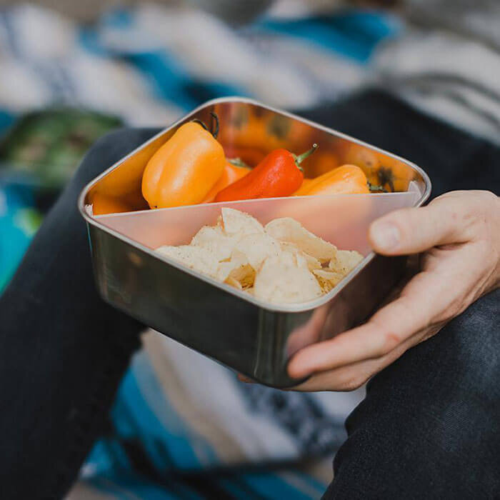 Divided Square Stainless Steel Food Container