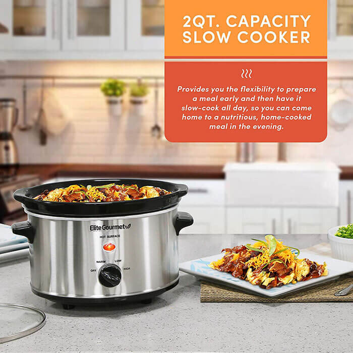 1.5 Quart Stainless Steel Slow Cooker, 3 Presets - On Sale - Bed