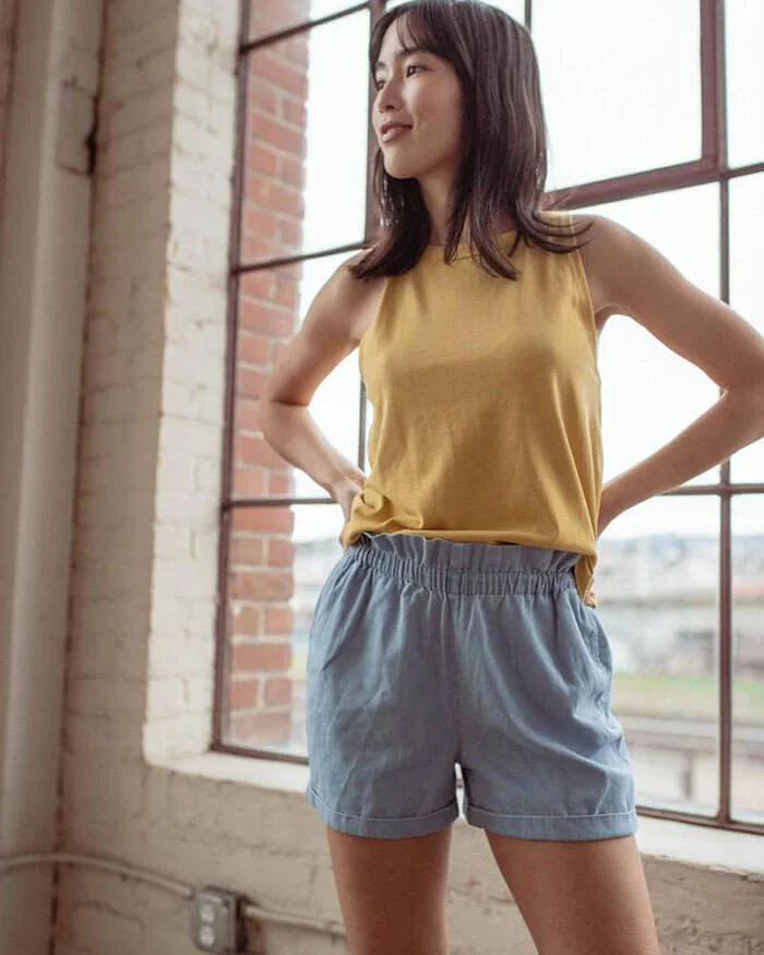 Organic Chambray Pull-On Shorts