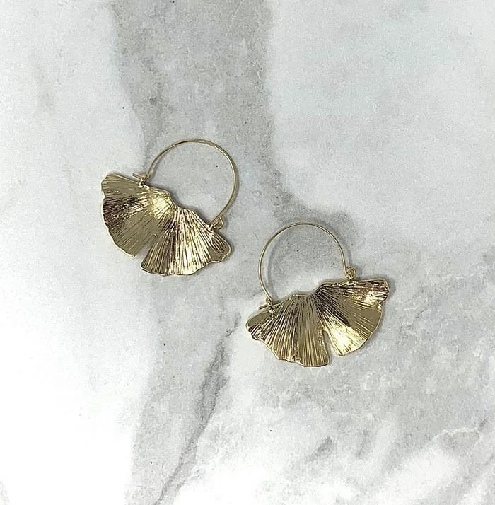 Gold Flower Hoop Earrings