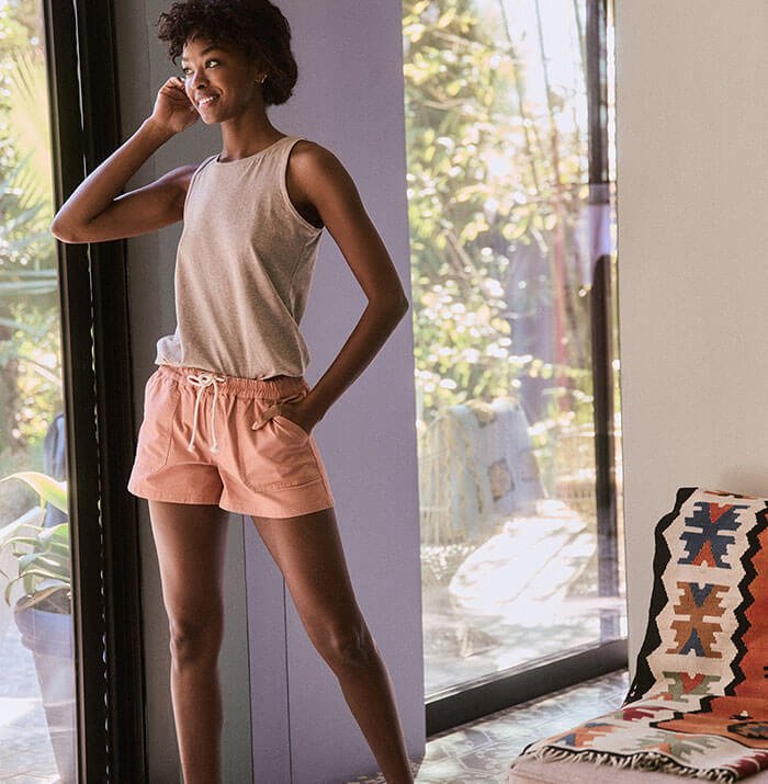 Woven Twill Drawstring Short