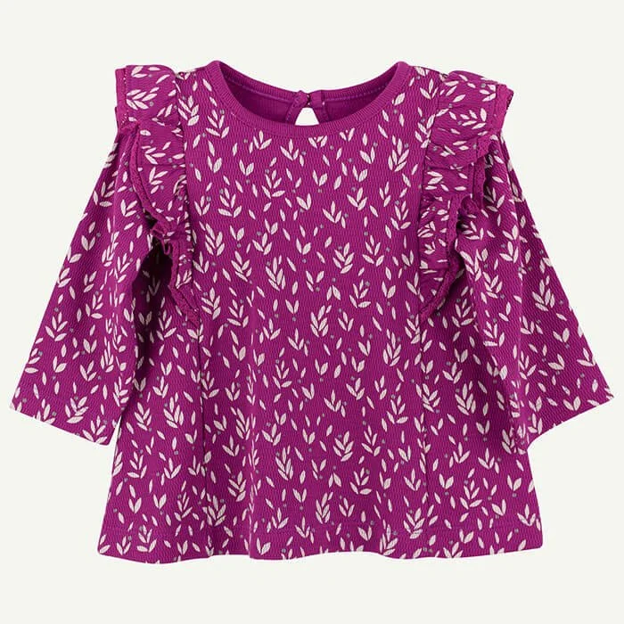Purple Vine Print Flutter Tunic