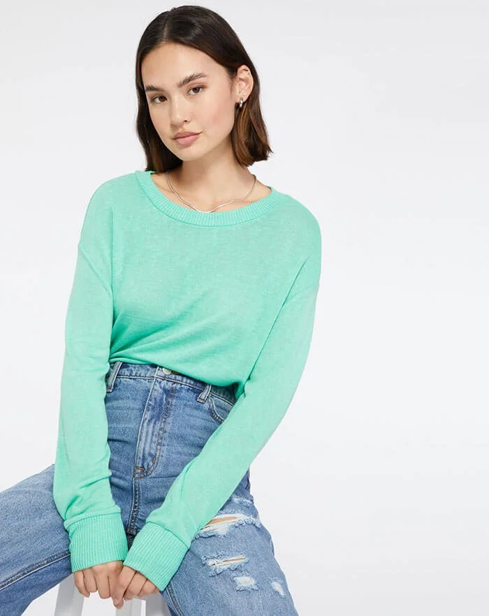 Bubble Hem Crew Sweater