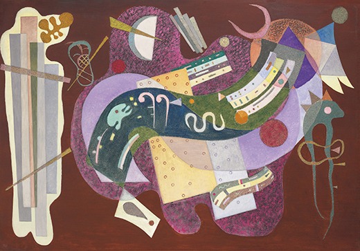 Rigide Et Courbé, painted in 1935, oil and sand on canvas, 114 x 162.4 cm.