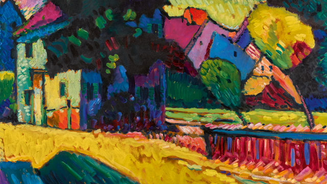 Murnau - Landschaft Mit Grünem Haus (Murnau - Landscape With Green House), painted in 1909, oil on board, 70 x 96 cm.