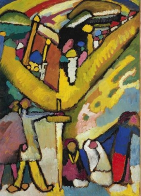 Studie für improvisation 8, painted in 1909 in Murnau, oil on cardboard laid down on canvas, 98 x 70 cm.