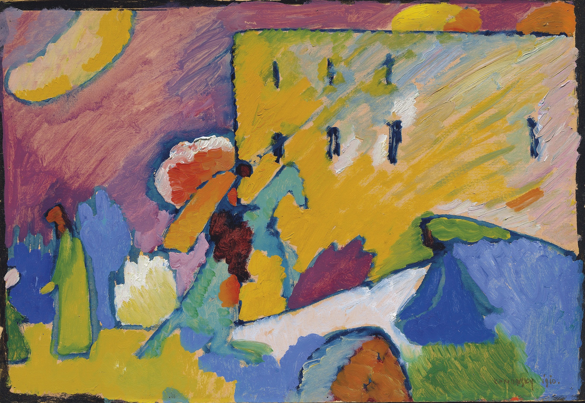 Study On Improvisation 3, painted in 1909, oil on Cardboard, 44 x 62 cm.