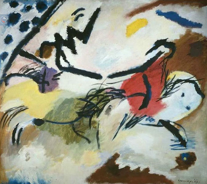 Improvisation 20, painted in 1911, o il on canvas, 94.5 x 108 cm.