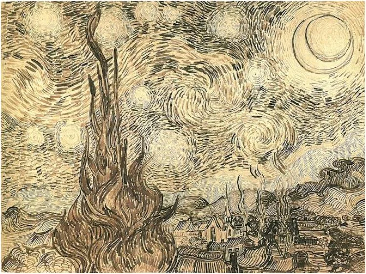 Vincent van Gogh Starry Night. Drawing. Saint-Remy June, 1889.