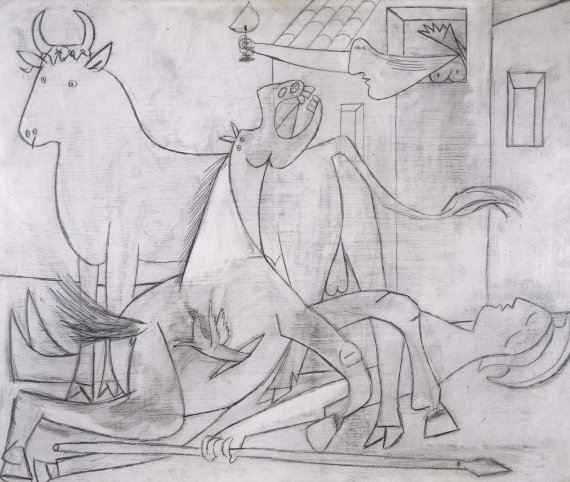 Pablo Picasso Composition Study 5 for Guernica 1937, oil and graphite on plywood