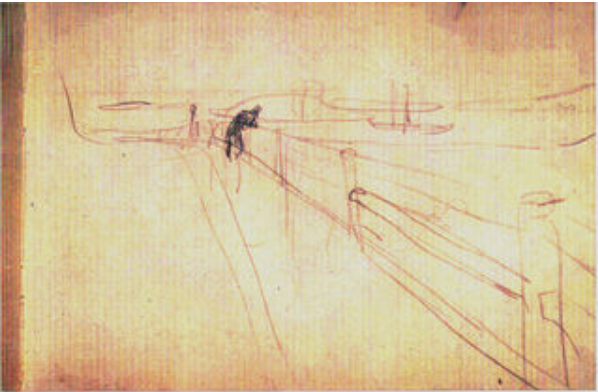 Edvard Munch Study c.1891-2. , pencil on paper.