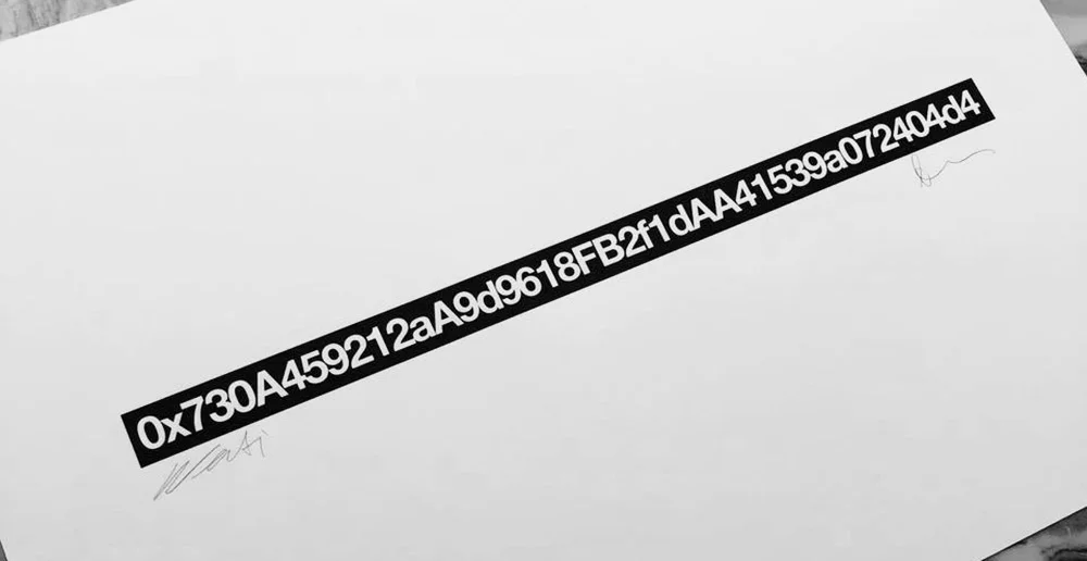 Printout of a PRICELESS wallet address